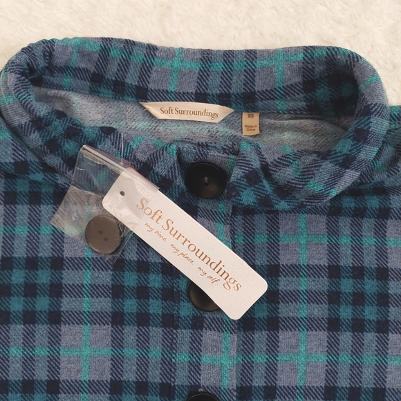 NWT Soft Surroundings Brynn Tunic Blue Plaid Flannel - Size XS - Picture 2 of 10